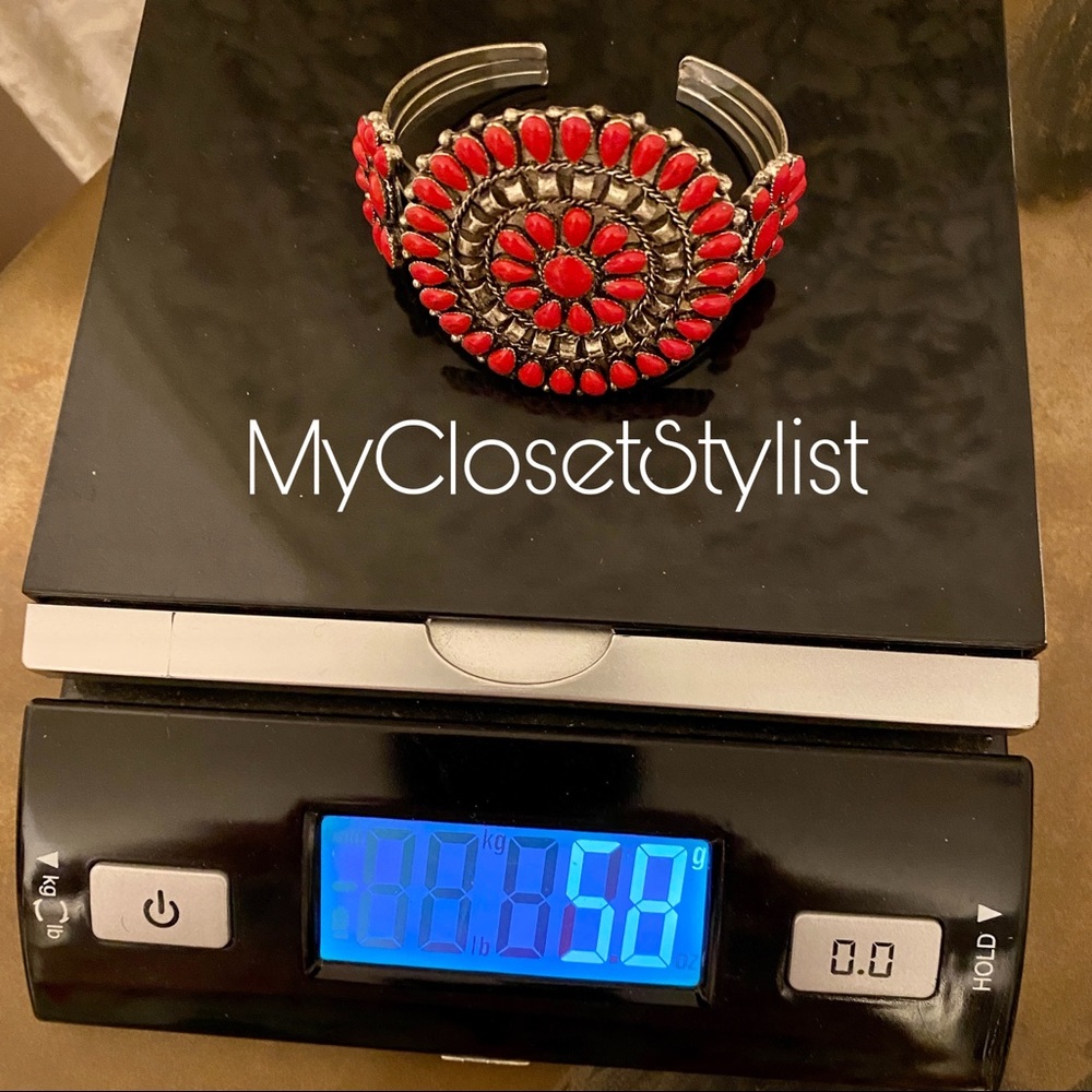 FREE PEOPLE Coral Cluster Cuff Statement Bracelet! - Picture 7 of 7